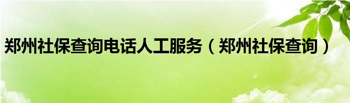 郑州社保查询电话人工服务（郑州社保查询）