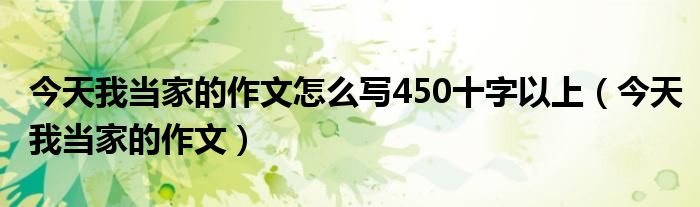 今天我当家的作文怎么写450十字以上（今天我当家的作文）