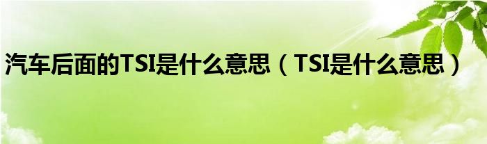 汽车后面的TSI是什么意思（TSI是什么意思）