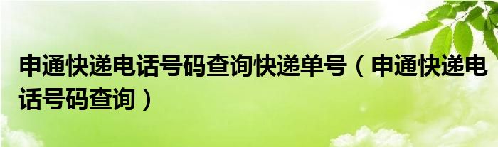 申通快递电话号码查询快递单号（申通快递电话号码查询）