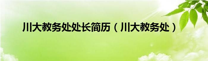 川大教务处处长简历（川大教务处）