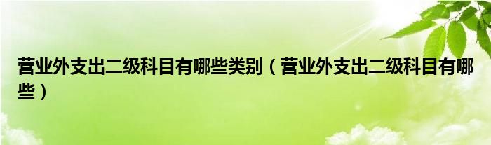 营业外支出二级科目有哪些类别（营业外支出二级科目有哪些）