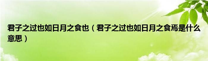 君子之过也如日月之食也（君子之过也如日月之食焉是什么意思）