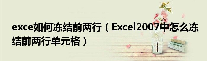 exce如何冻结前两行（Excel2007中怎么冻结前两行单元格）