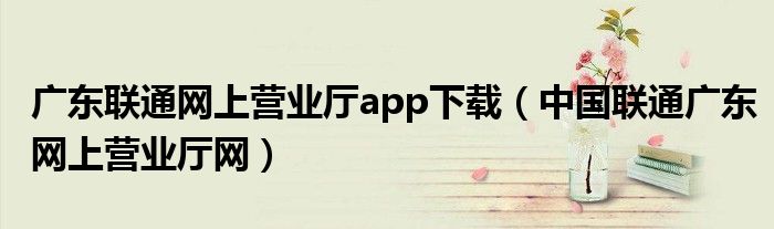 广东联通网上营业厅app下载（中国联通广东网上营业厅网）