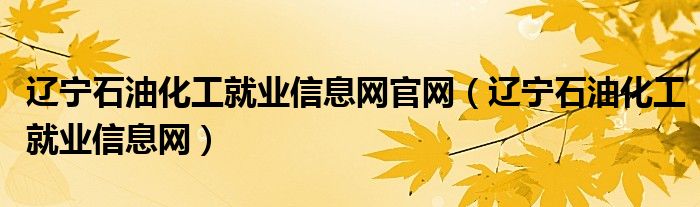 辽宁石油化工就业信息网官网（辽宁石油化工就业信息网）