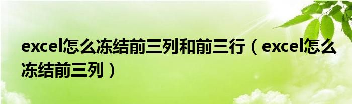 excel怎么冻结前三列和前三行（excel怎么冻结前三列）