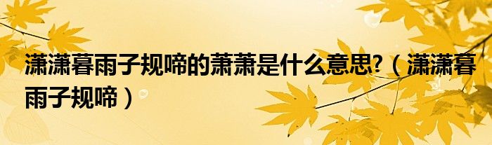 潇潇暮雨子规啼的萧萧是什么意思?（潇潇暮雨子规啼）