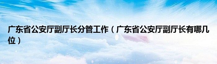 广东省公安厅副厅长分管工作（广东省公安厅副厅长有哪几位）