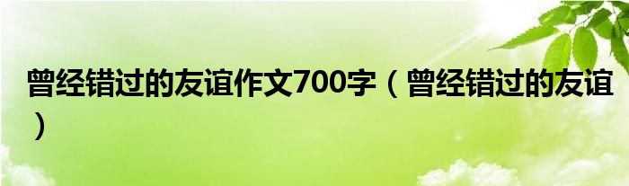 曾经错过的友谊作文700字（曾经错过的友谊）