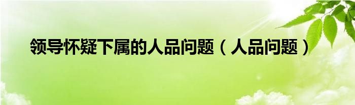 领导怀疑下属的人品问题（人品问题）