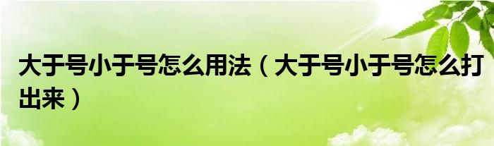 大于号小于号怎么用法（大于号小于号怎么打出来）