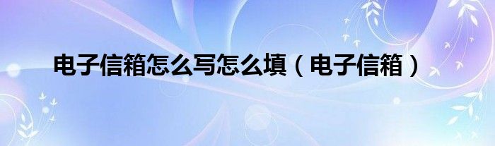 电子信箱怎么写怎么填（电子信箱）