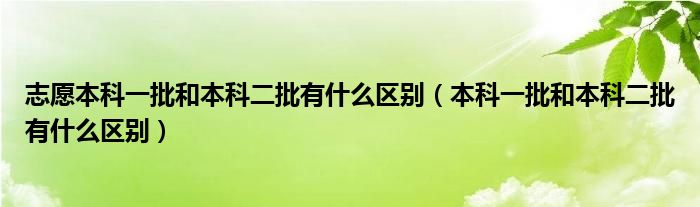 志愿本科一批和本科二批有什么区别（本科一批和本科二批有什么区别）