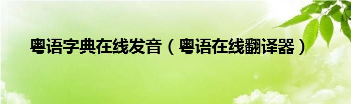 粤语字典在线发音（粤语在线翻译器）