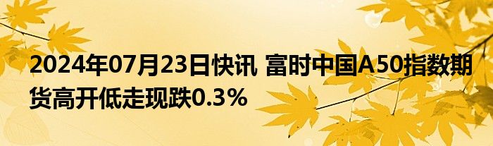 2024年07月23日快讯 富时中国A50指数期货高开低走现跌0.3%