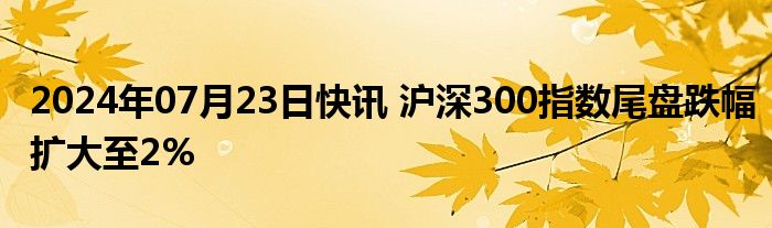 2024年07月23日快讯 沪深300指数尾盘跌幅扩大至2%