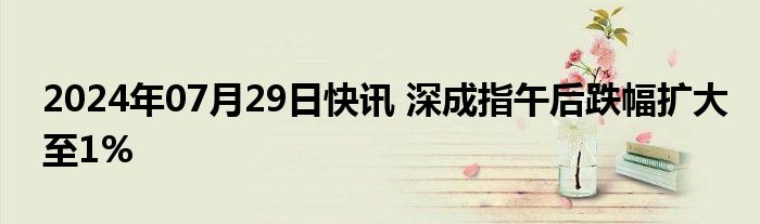 2024年07月29日快讯 深成指午后跌幅扩大至1%