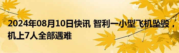 2024年08月10日快讯 智利一小型飞机坠毁，机上7人全部遇难