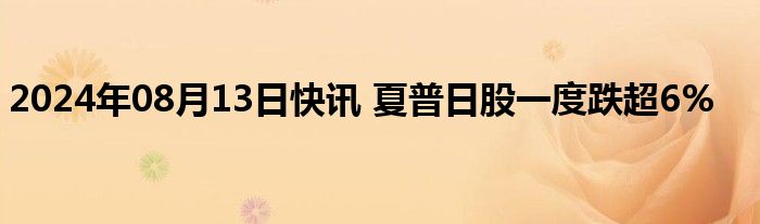 2024年08月13日快讯 夏普日股一度跌超6%