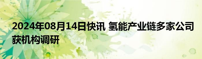 2024年08月14日快讯 氢能产业链多家公司获机构调研