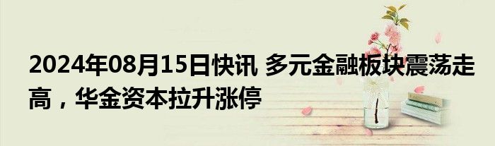 2024年08月15日快讯 多元金融板块震荡走高，华金资本拉升涨停