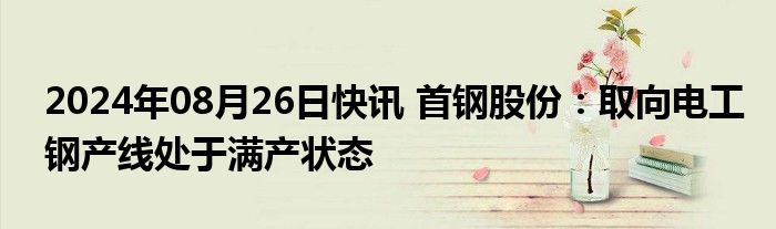 2024年08月26日快讯 首钢股份：取向电工钢产线处于满产状态