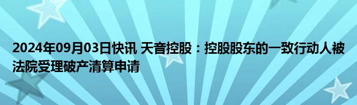 2024年09月03日快讯 天音控股：控股股东的一致行动人被法院受理破产清算申请