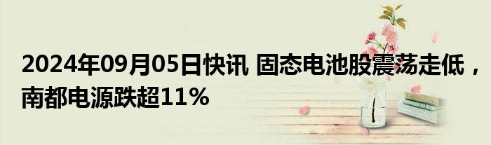 2024年09月05日快讯 固态电池股震荡走低，南都电源跌超11%