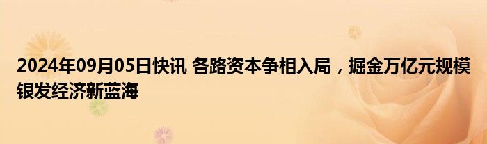 2024年09月05日快讯 各路资本争相入局，掘金万亿元规模银发经济新蓝海