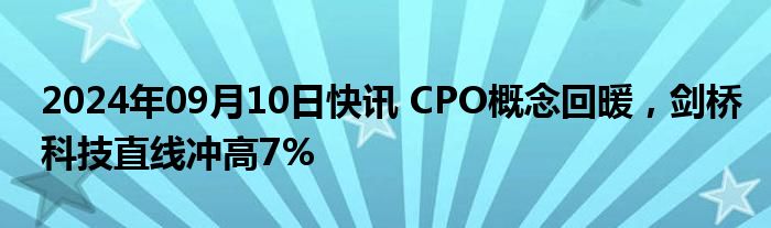 2024年09月10日快讯 CPO概念回暖，剑桥科技直线冲高7%