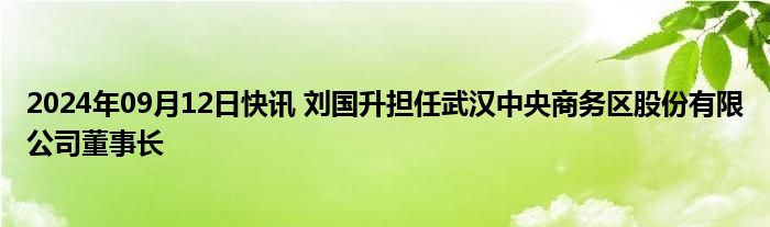 2024年09月12日快讯 刘国升担任武汉中央商务区股份有限公司董事长