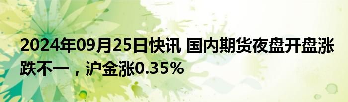 2024年09月25日快讯 国内期货夜盘开盘涨跌不一，沪金涨0.35%