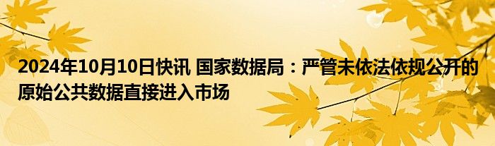 2024年10月10日快讯 国家数据局：严管未依法依规公开的原始公共数据直接进入市场