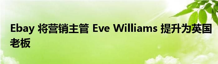 Ebay 将营销主管 Eve Williams 提升为英国老板