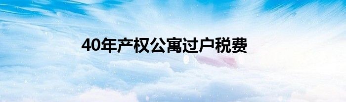 40年产权公寓过户税费