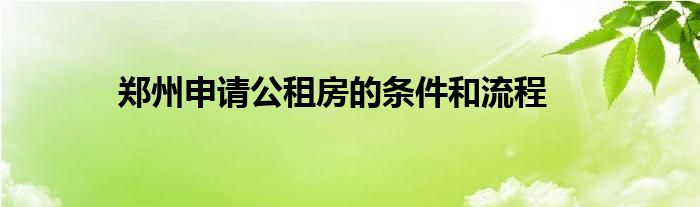 郑州申请公租房的条件和流程