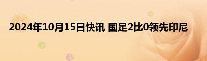 2024年10月15日快讯 国足2比0领先印尼