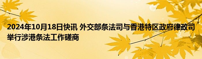 2024年10月18日快讯 外交部条法司与香港特区政府律政司举行涉港条法工作磋商