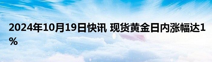 2024年10月19日快讯 现货黄金日内涨幅达1%