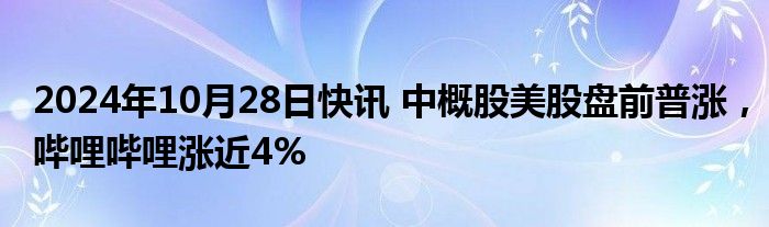 2024年10月28日快讯 中概股美股盘前普涨，哔哩哔哩涨近4%