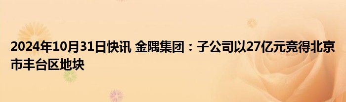 2024年10月31日快讯 金隅集团：子公司以27亿元竞得北京市丰台区地块