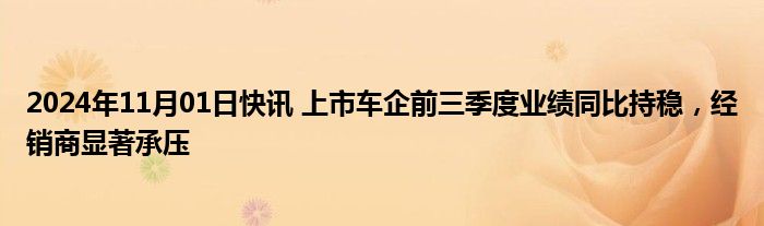 2024年11月01日快讯 上市车企前三季度业绩同比持稳，经销商显著承压